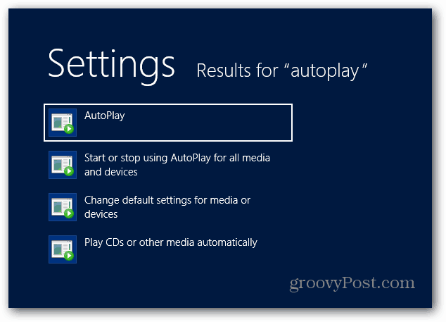 AutoPlay under Search