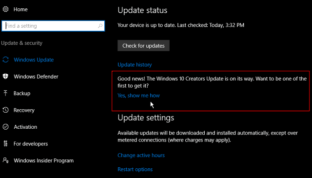 Windows 10 Creators oppdaterer Insider Build 15058 for PC tilgjengelig nå
