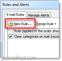 opprette en ny regel i Outlook 2010