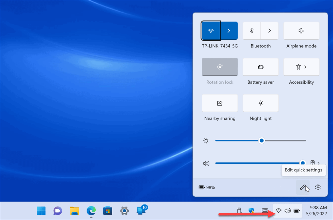 Hurtiginnstillinger på Windows 11