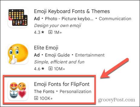 emoji-fonter for flipfont-appen