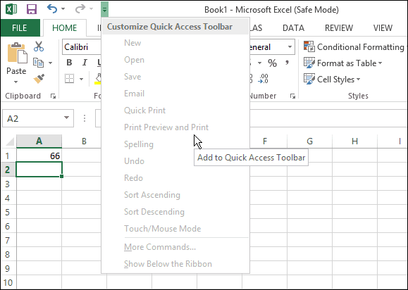 Excel Safe Mode