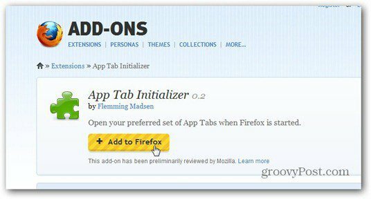 app fanen initializer legge til Firefox