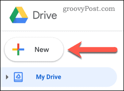 Oppretter et nytt dokument i Google Drive