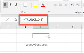 TRUNC-funksjonen i Excel