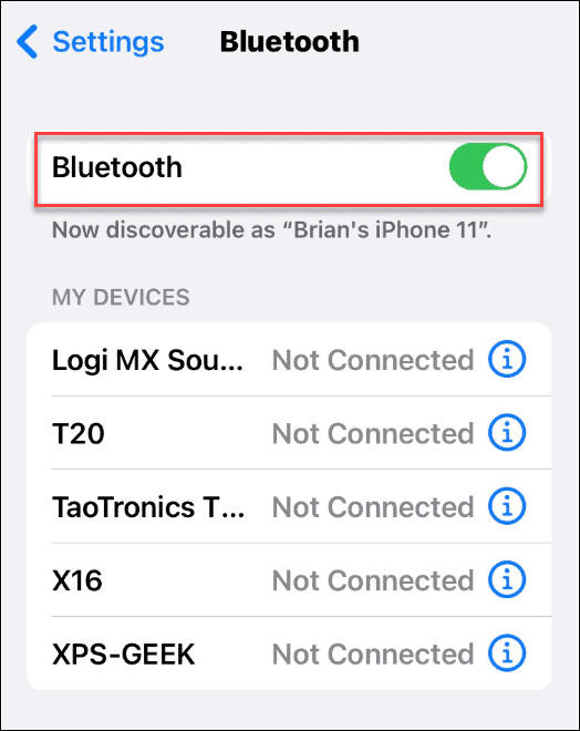 bluetooth dele et wi-fi-passord på iPhone