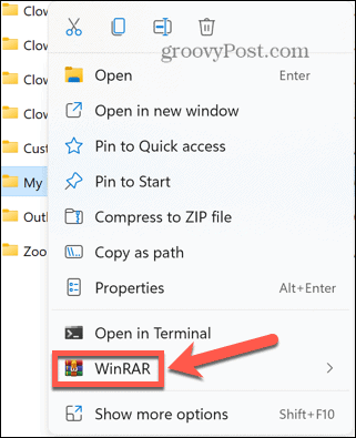 Windows 11 kontekstmeny winrar