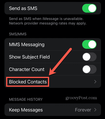 iphone-meldinger blokkerte kontakter