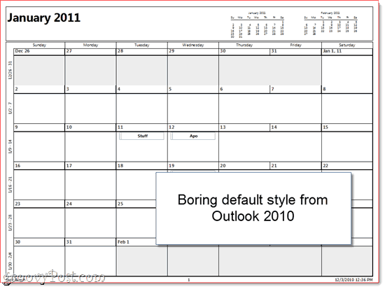 Outlook-utskrevet kalender