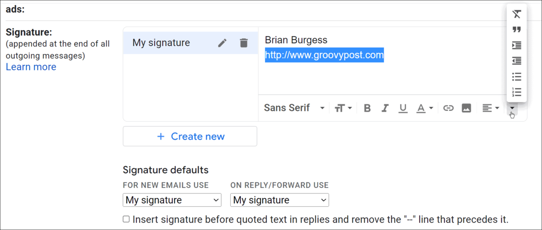 hvordan endre signatur på gmail