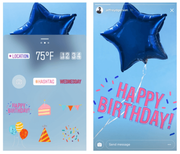Instagram feirer ett år med Instagram Stories med ny bursdag og feiringsklistremerker.