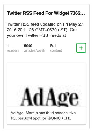 legg til twitter widget rss feed for feedly