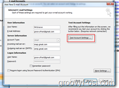 Test GMAIL IMAP-kontoinnstillinger i outlook 2007
