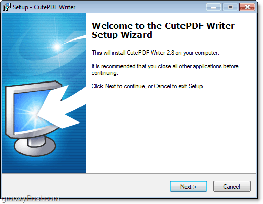 hvordan du installerer cutePDF i Windows 7