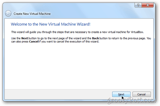 VirtualBox Wizard windows 8
