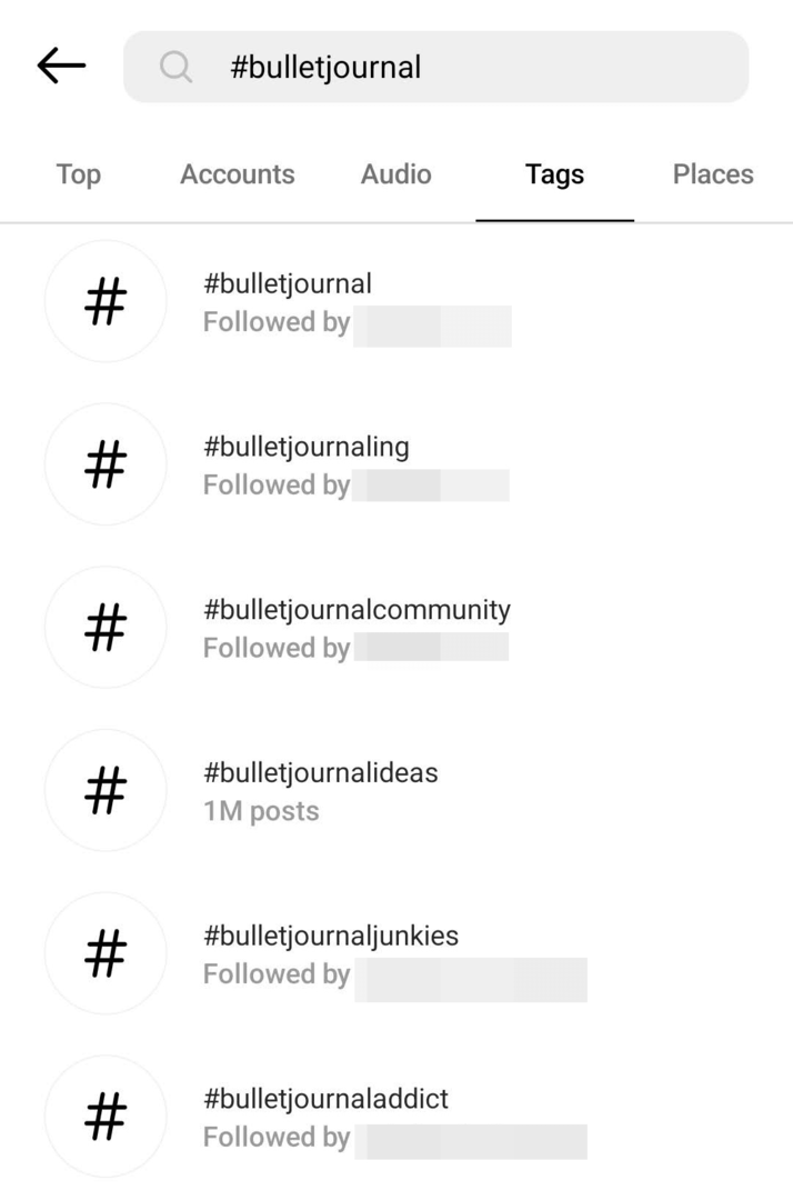 bilde av hashtag-søk på Instagram