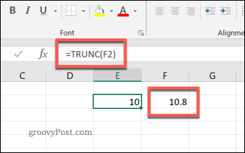 TRUNC-funksjonen i Excel
