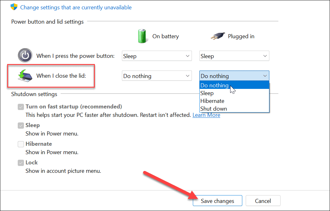 lukk en bærbar datamaskin og bruk en skjerm på Windows 