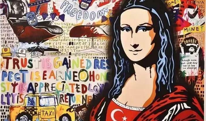Mona Lisa med tyrkisk flagg