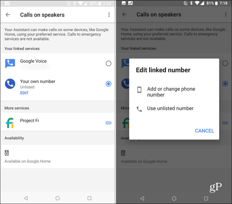 Android-samtaler på Google Home smart Speaker