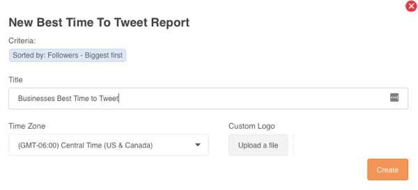 Generer en beste tid til å tweet-rapporten i Audiense.
