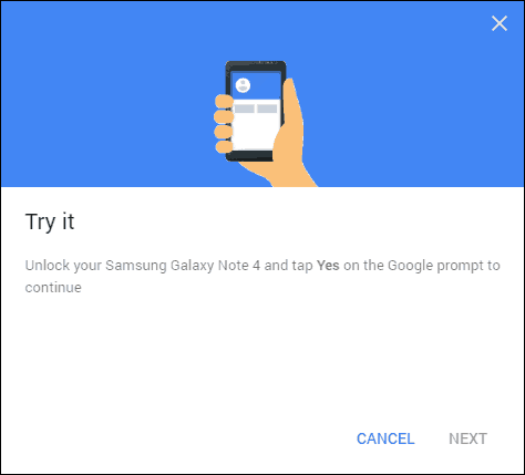Google 2-trinns bekreftelsesforsøk