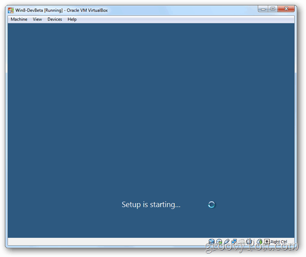 VirtualBox Windows 8-oppsettet starter