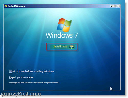 Windows 7 installeringsmeny