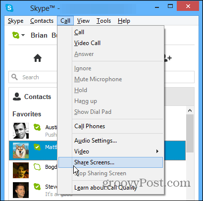 Del skjermbilder på Skype