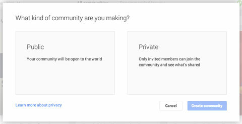 definere hvem som kan bli med i Google Plus-fellesskapet ditt