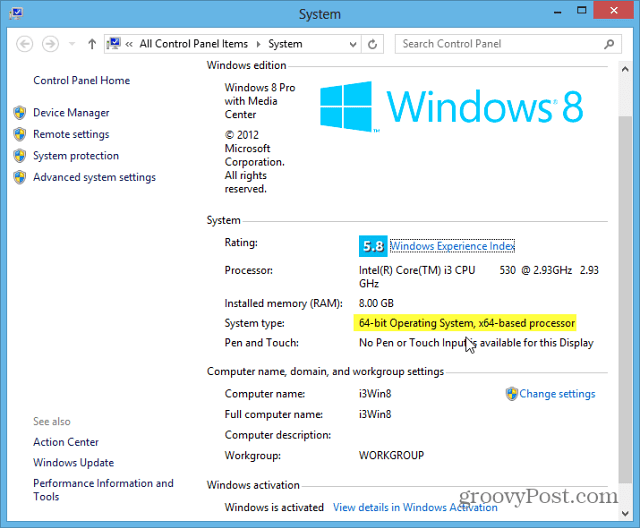 Windows 8 systemtype