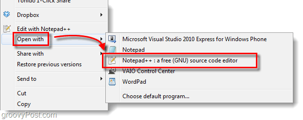 tilpasse åpen med liste i Windows 7