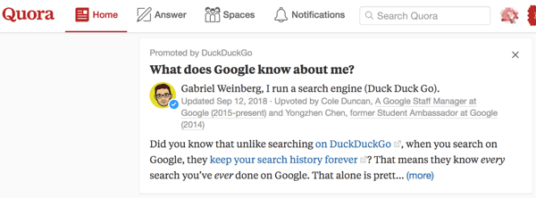 Bruk promoterte svar for mer synlighet på Quora.