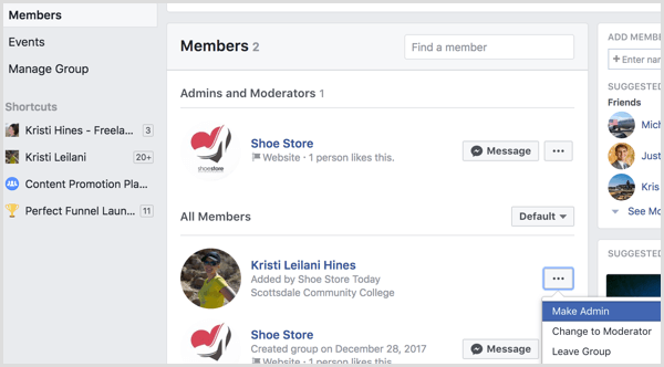 Facebook legg til profil i gruppen som administrator