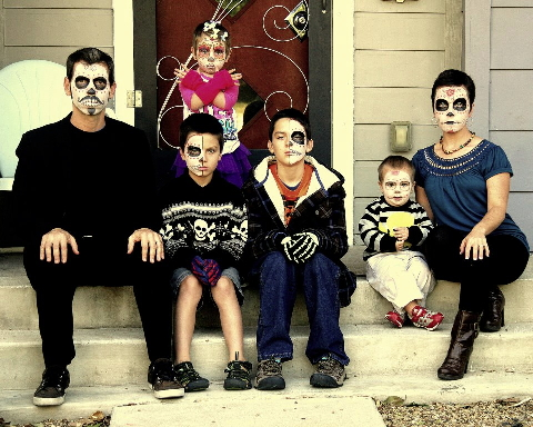 familie halloween portrett
