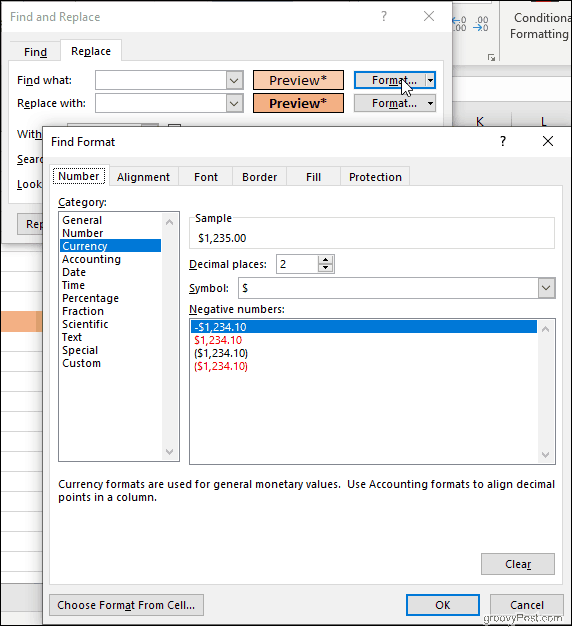 Klikk på Format i Excel