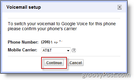 Skjermbilde - Aktiver Google Voice på ikke-Google-nummer