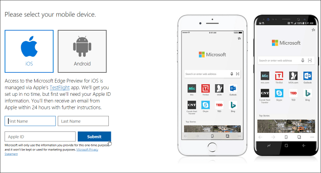 Microsoft Edge nettleser kommer til iOS nå med Android kommer snart