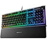 SteelSeries Apex 3 RGB Gaming Keyboard – 10-soners RGB-belysning – IP32 vanntett – Premium magnetisk håndleddsstøtte (Whisper Quiet Gaming Switch)