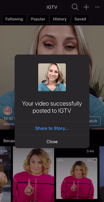 be om å dele IGTV-video til Instagram Stories