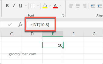 INT-funksjonen i Excel