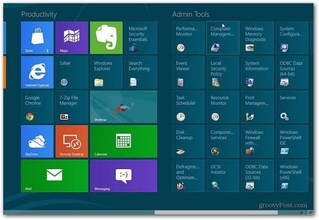 Legg til administrative verktøy til Windows 8-startskjermen