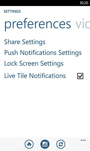 windows telefon instagram app varslingsalternativer