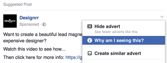 Finn ut hvem virksomheten målretter mot med Facebook-annonsen.