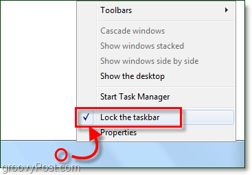hvordan du låser oppgavelinjen i windows 7