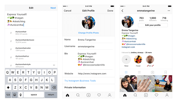 Instagram tillater nå brukere å koble til flere hashtags og andre kontoer fra deres profil-bios.