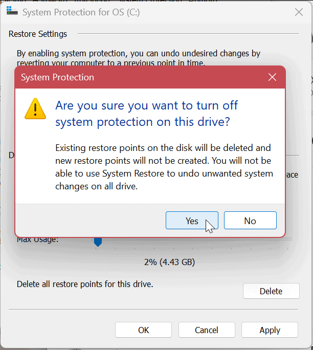 Systembeskyttelse for stasjoner på Windows 11