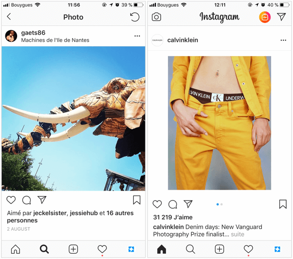 Et firkantet Instagram-innlegg må ha en størrelse på 1080 x 1080 piksler for å få den beste kvaliteten i feeden, og avlange Instagram-innlegg er best på 1080 x 1350 piksler. 