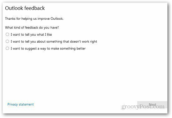 Tilbakemelding om Outlook 8