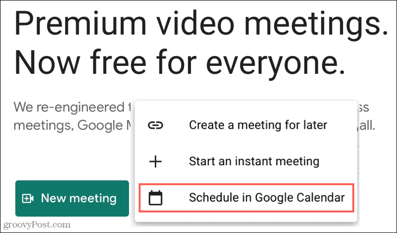 Nytt møte, tidsplan i Google Kalender